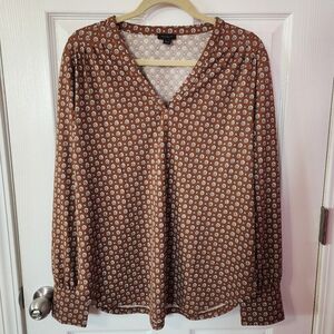 Ann Taylor Factory Brown Pattern Blouse